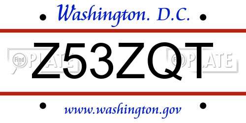 Z53ZQT District Of Columbia License Plate