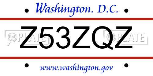 Z53ZQZ District Of Columbia License Plate