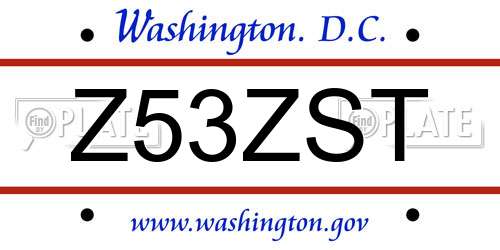 Z53ZST District Of Columbia License Plate