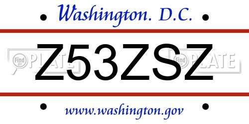Z53ZSZ District Of Columbia License Plate