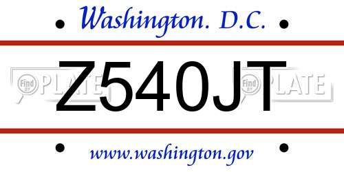 Z540JT District Of Columbia License Plate