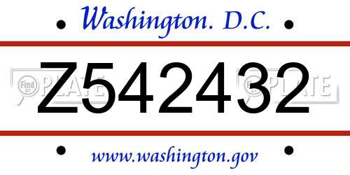 Z542432 District Of Columbia License Plate