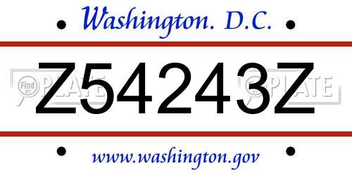 Z54243Z District Of Columbia License Plate