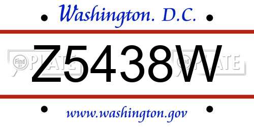 Z5438W District Of Columbia License Plate