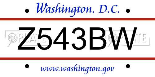 Z543BW District Of Columbia License Plate