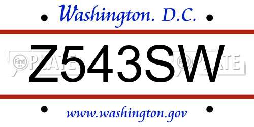 Z543SW District Of Columbia License Plate