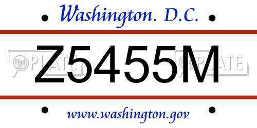 Z5455M District Of Columbia License Plate