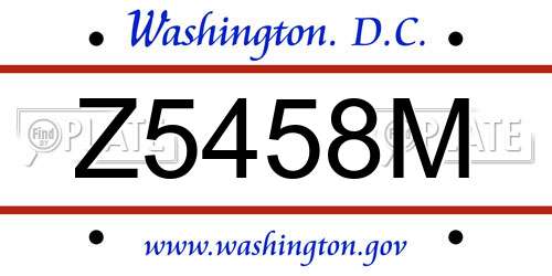 Z5458M District Of Columbia License Plate