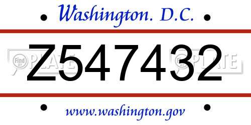 Z547432 District Of Columbia License Plate