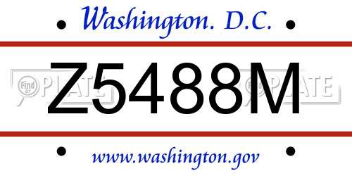 Z5488M District Of Columbia License Plate