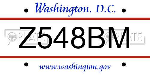 Z548BM District Of Columbia License Plate