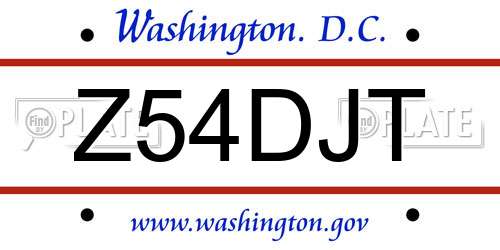 Z54DJT District Of Columbia License Plate