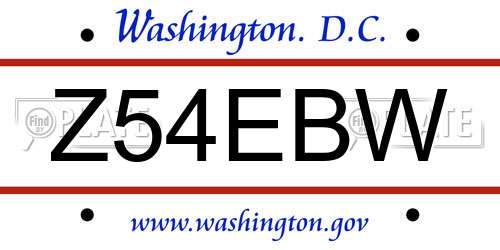 Z54EBW District Of Columbia License Plate