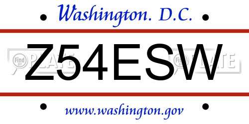 Z54ESW District Of Columbia License Plate