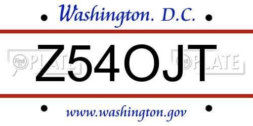 Z54OJT District Of Columbia License Plate