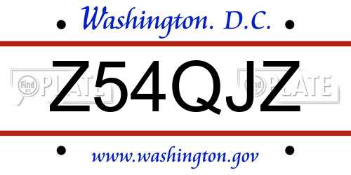 Z54QJZ District Of Columbia License Plate