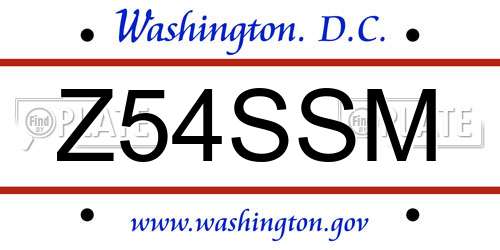 Z54SSM District Of Columbia License Plate