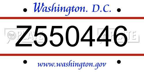 Z550446 District Of Columbia License Plate