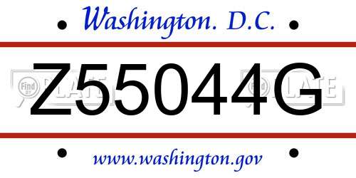 Z55044G District Of Columbia License Plate