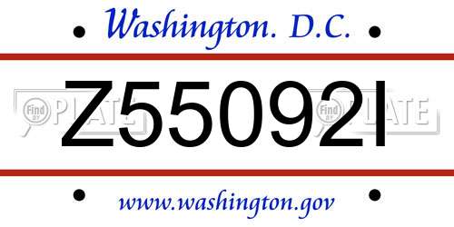 Z55092I District Of Columbia License Plate