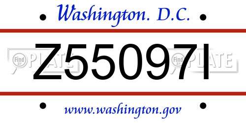 Z55097I District Of Columbia License Plate