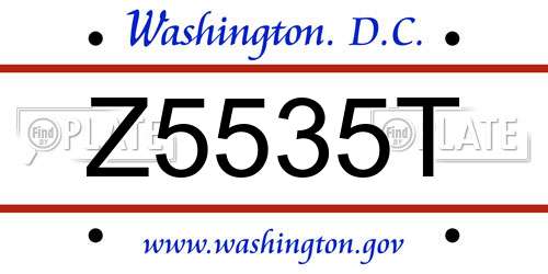 Z5535T District Of Columbia License Plate