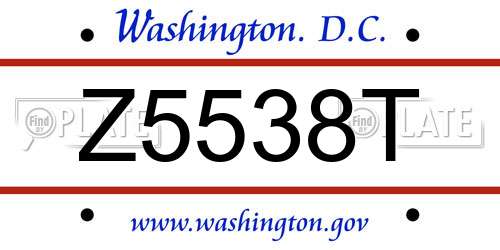 Z5538T District Of Columbia License Plate