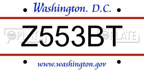 Z553BT District Of Columbia License Plate