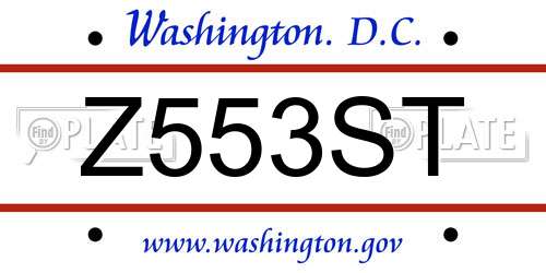 Z553ST District Of Columbia License Plate
