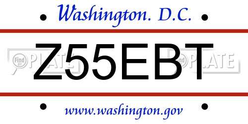 Z55EBT District Of Columbia License Plate