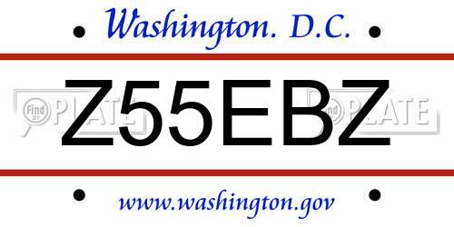 Z55EBZ District Of Columbia License Plate