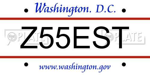 Z55EST District Of Columbia License Plate
