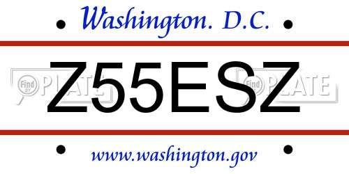 Z55ESZ District Of Columbia License Plate