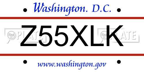 Z55XLK District Of Columbia License Plate