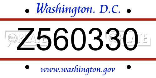 Z560330 District Of Columbia License Plate