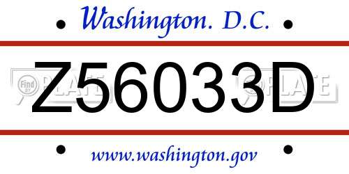 Z56033D District Of Columbia License Plate