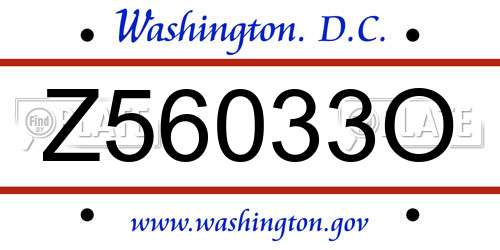 Z56033O District Of Columbia License Plate