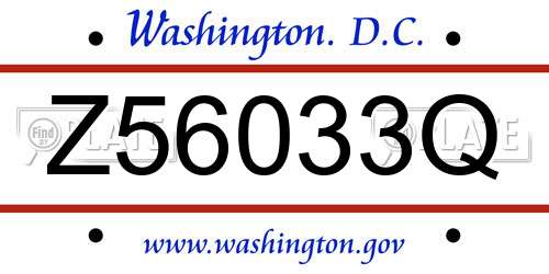 Z56033Q District Of Columbia License Plate