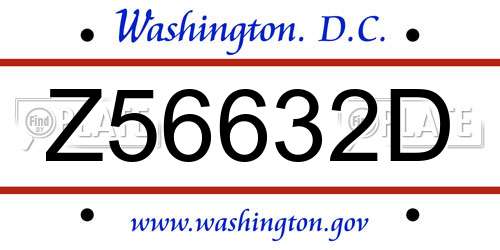 Z56632D District Of Columbia License Plate