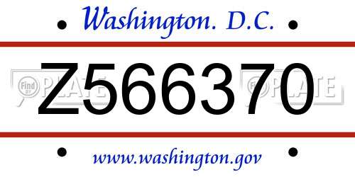 Z566370 District Of Columbia License Plate