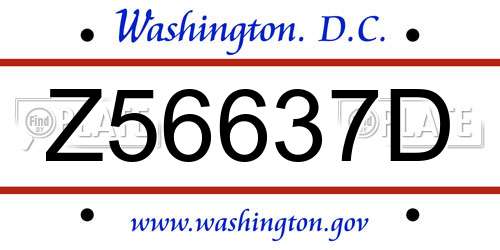 Z56637D District Of Columbia License Plate