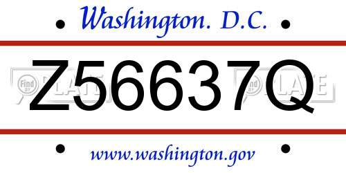 Z56637Q District Of Columbia License Plate