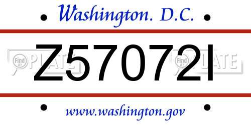 Z57072I District Of Columbia License Plate
