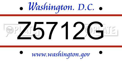 Z5712G District Of Columbia License Plate