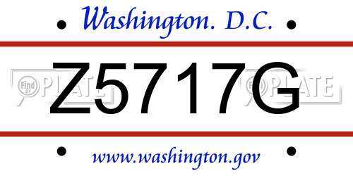 Z5717G District Of Columbia License Plate