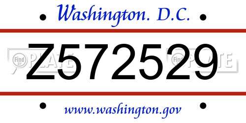 Z572529 District Of Columbia License Plate