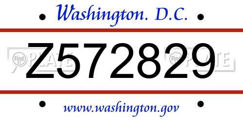 Z572829 District Of Columbia License Plate