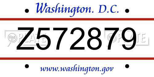 Z572879 District Of Columbia License Plate
