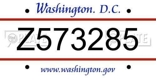 Z573285 District Of Columbia License Plate