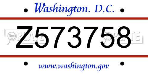Z573758 District Of Columbia License Plate